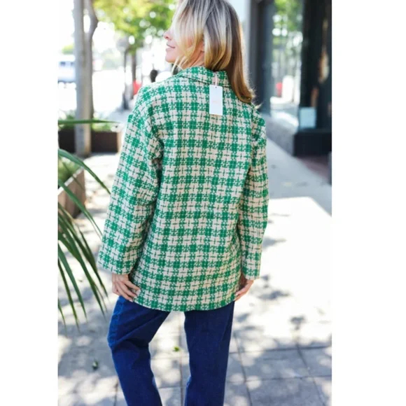 Entro Green and White Plaid Blazer - Picture 4 of 9